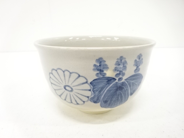 JAPANESE TEA CEREMONY / ODO WARE TEA BOWL CHAWAN / KIKU & PAULOWNIA